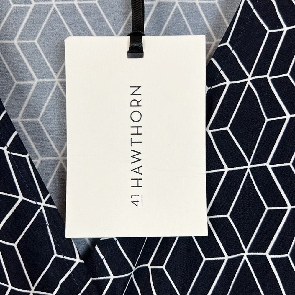 NWT 41 Hawthorn Kaitlyn Wrap Dress Navy 2X Geometric - Picture 4 of 11